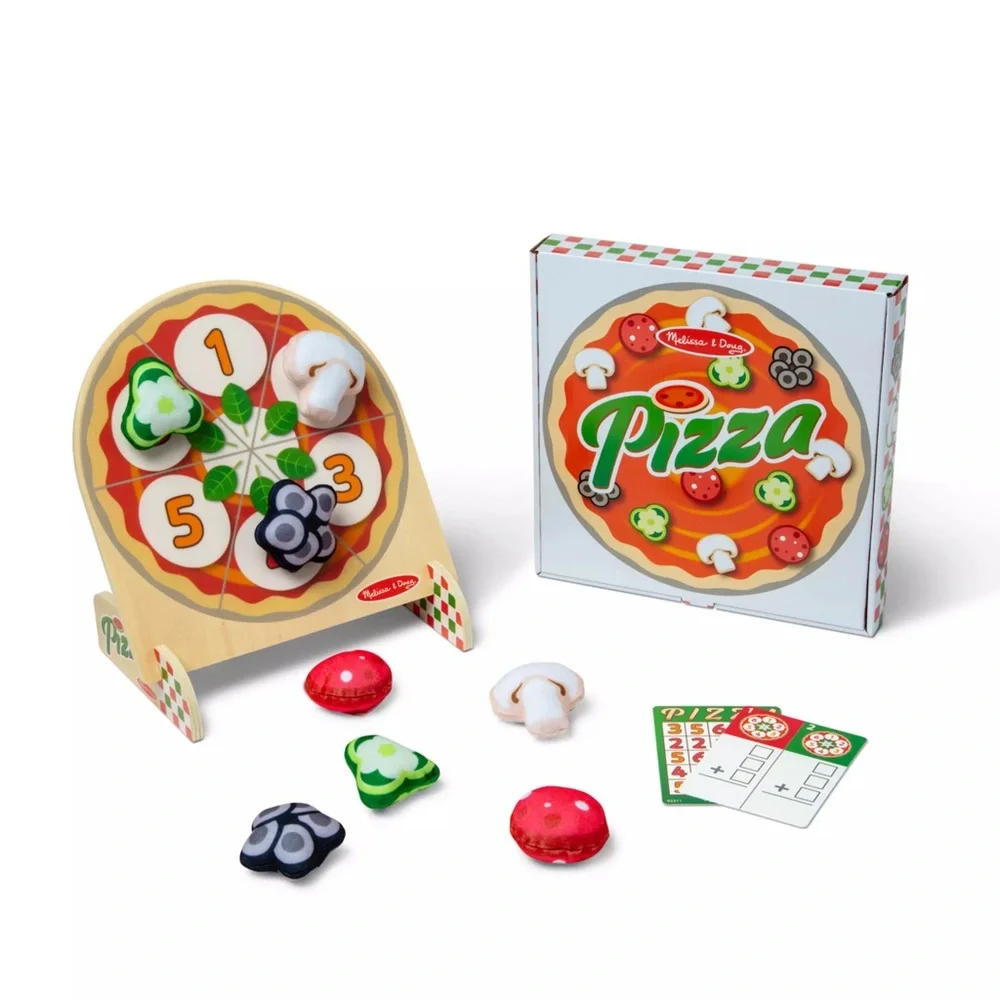 Melissa & Doug Wooden Double-Sided Pizza Topping Toss Games